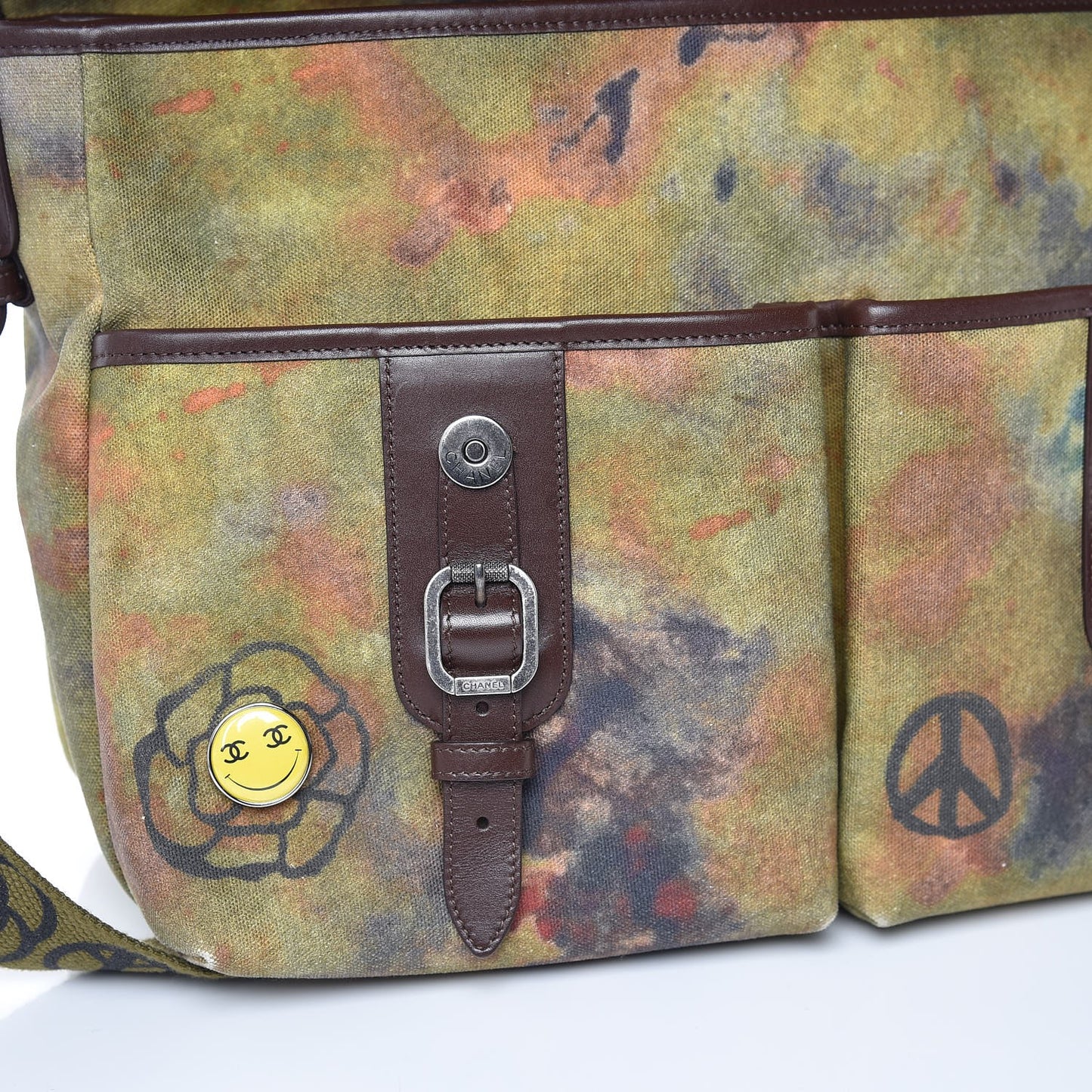 Washed Toile Large Graffiti On The Pavements Messenger Khaki Multicolor