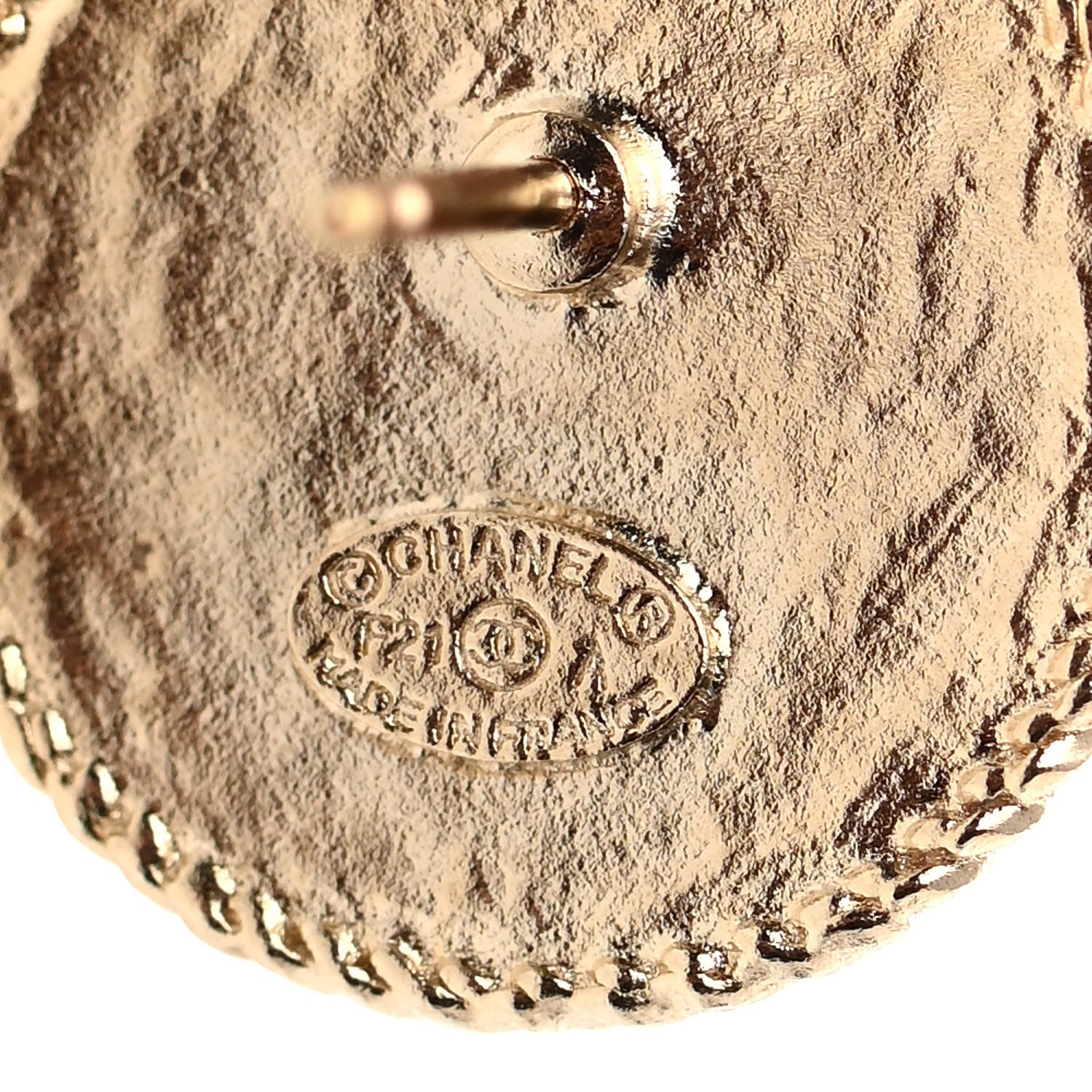 Chanel Metal Crystal CC Medallion Round Earrings Gold 4 of 5