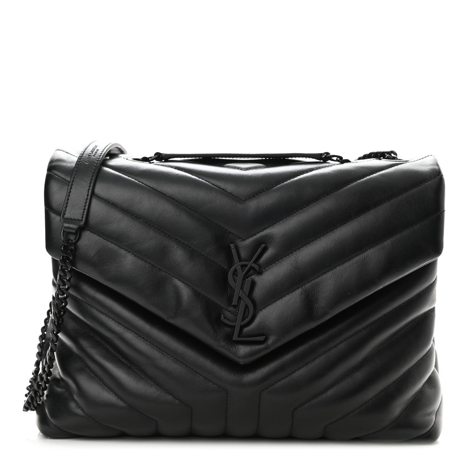 Saint Laurent Calfskin Y Quilted Monogram Medium Loulou Chain Satchel Black 1 of 10