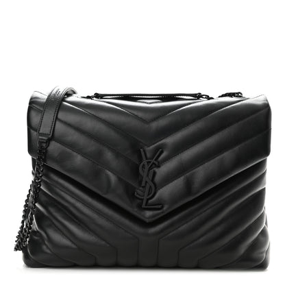 Saint Laurent Calfskin Y Quilted Monogram Medium Loulou Chain Satchel Black 1 of 10