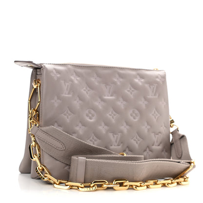 Louis Vuitton Lambskin Embossed Monogram Coussin PM Grey 2 of 8