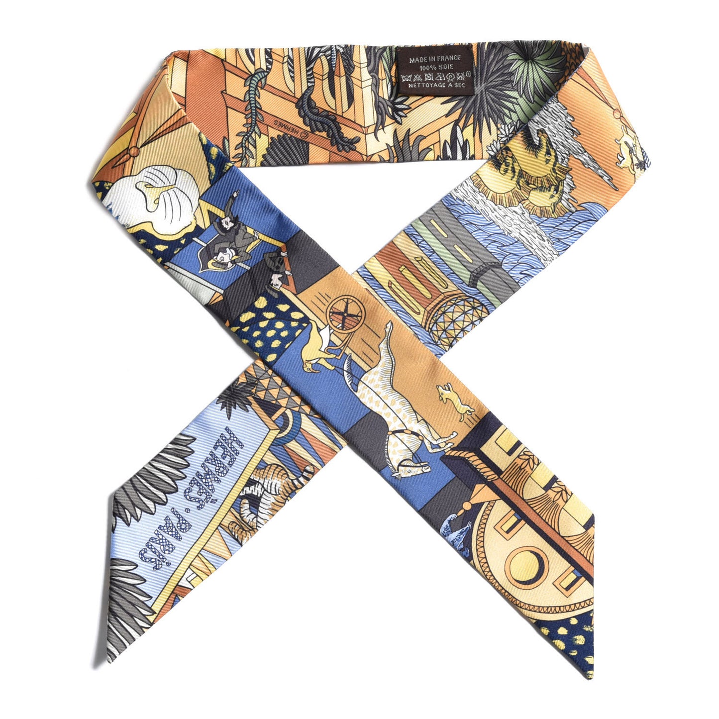 Silk Animapolis Twilly Ocre Bleu Vert