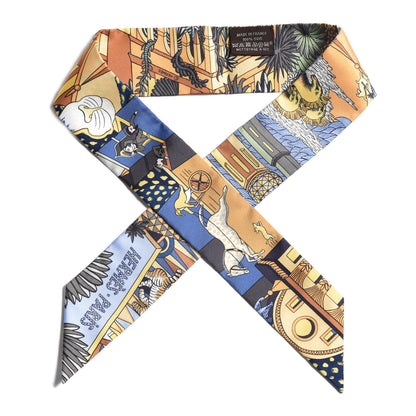 Hermes Silk Animapolis Twilly Ocre Bleu Vert 1 of 6