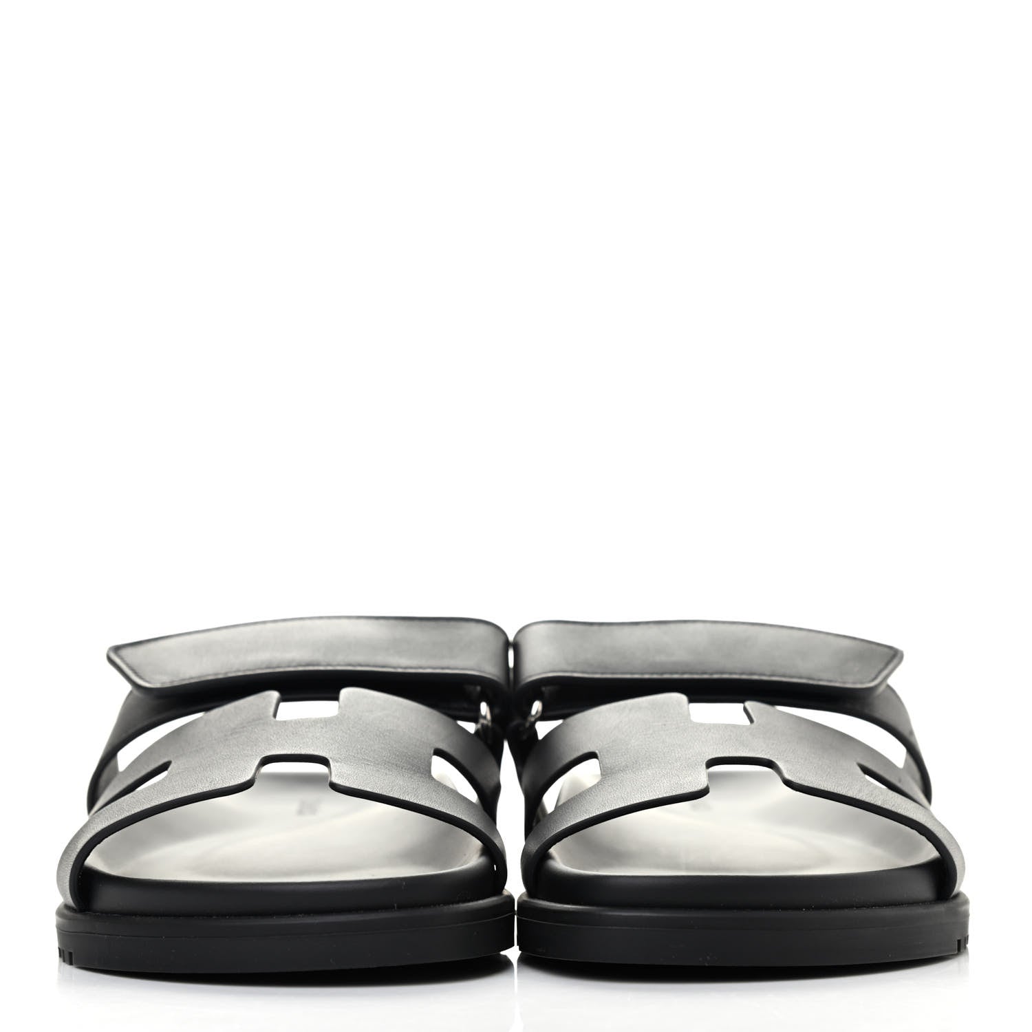 Hermes Calfskin Womens Chypre Sandals 36.5 Black 2 of 4
