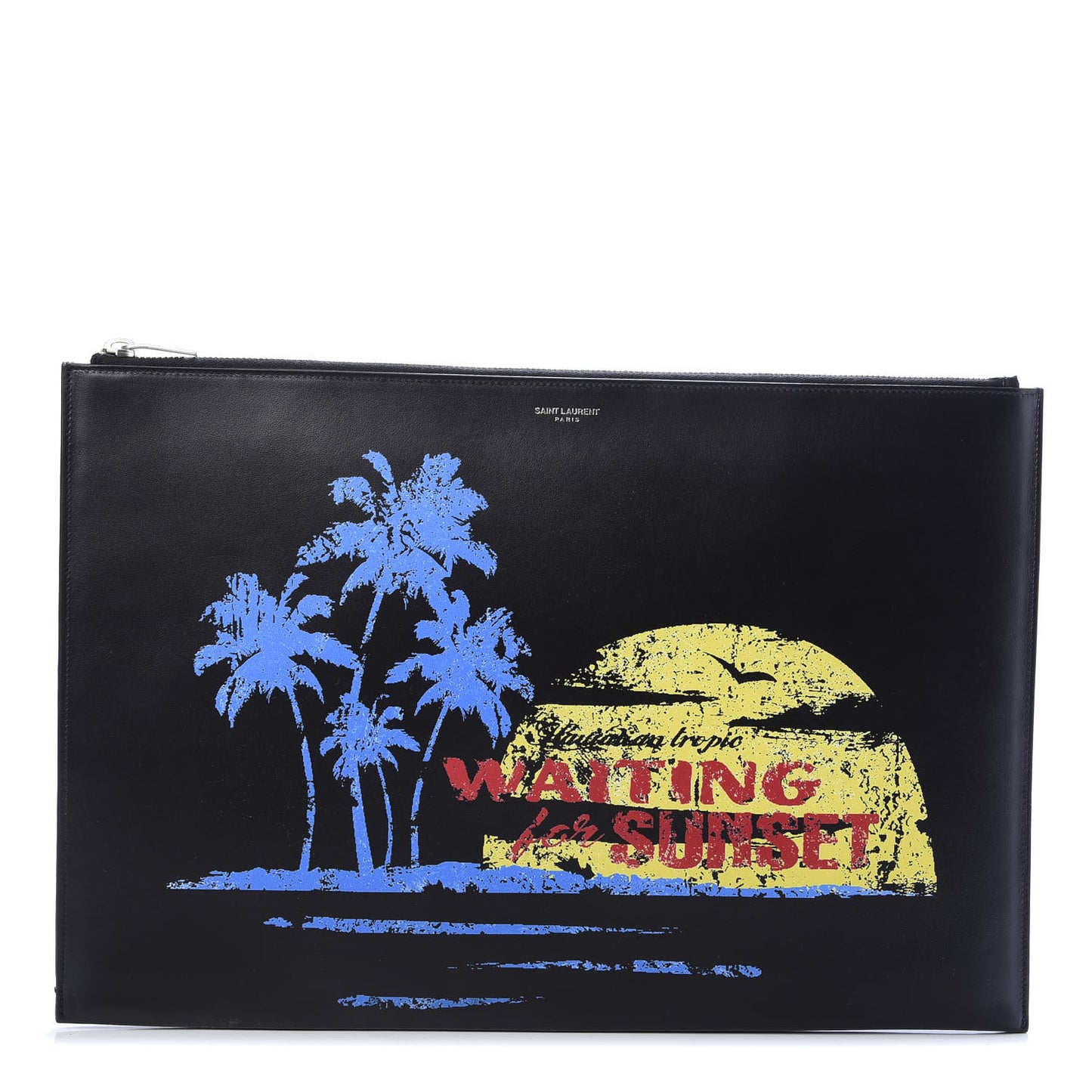 Calfskin Waiting for Sunset Large Sac De Jour Carryall Pouch Black