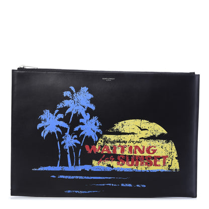 Saint Laurent Calfskin Waiting for Sunset Large Sac De Jour Carryall Pouch Black 1 of 7