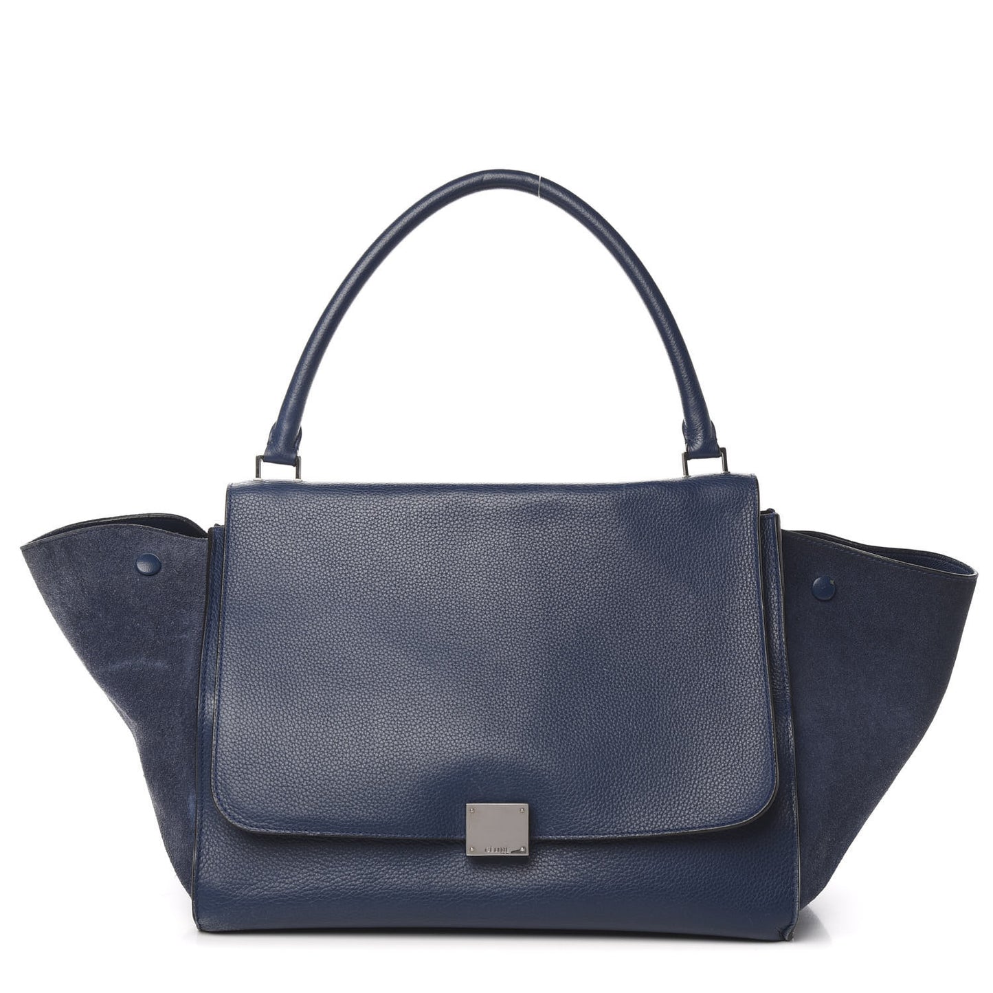 Drummed Calfskin Suede Large Trapeze Navy