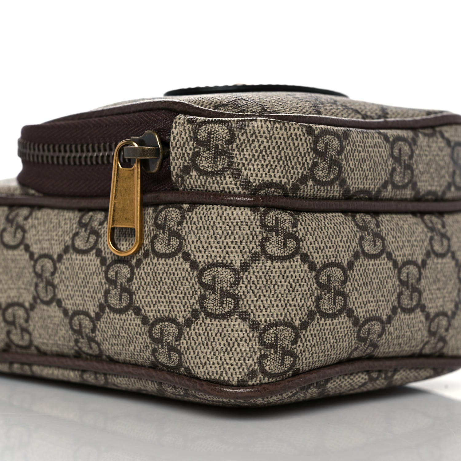 Gucci GG Supreme Monogram Mini Neo Vintage Double Zip Messenger Bag Beige New Acero Crop 7 of 8