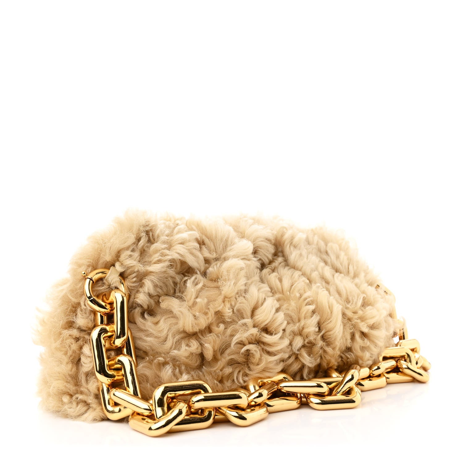 Bottega Veneta Shearling Lambskin The Pouch Chain Porridge 3 of 10