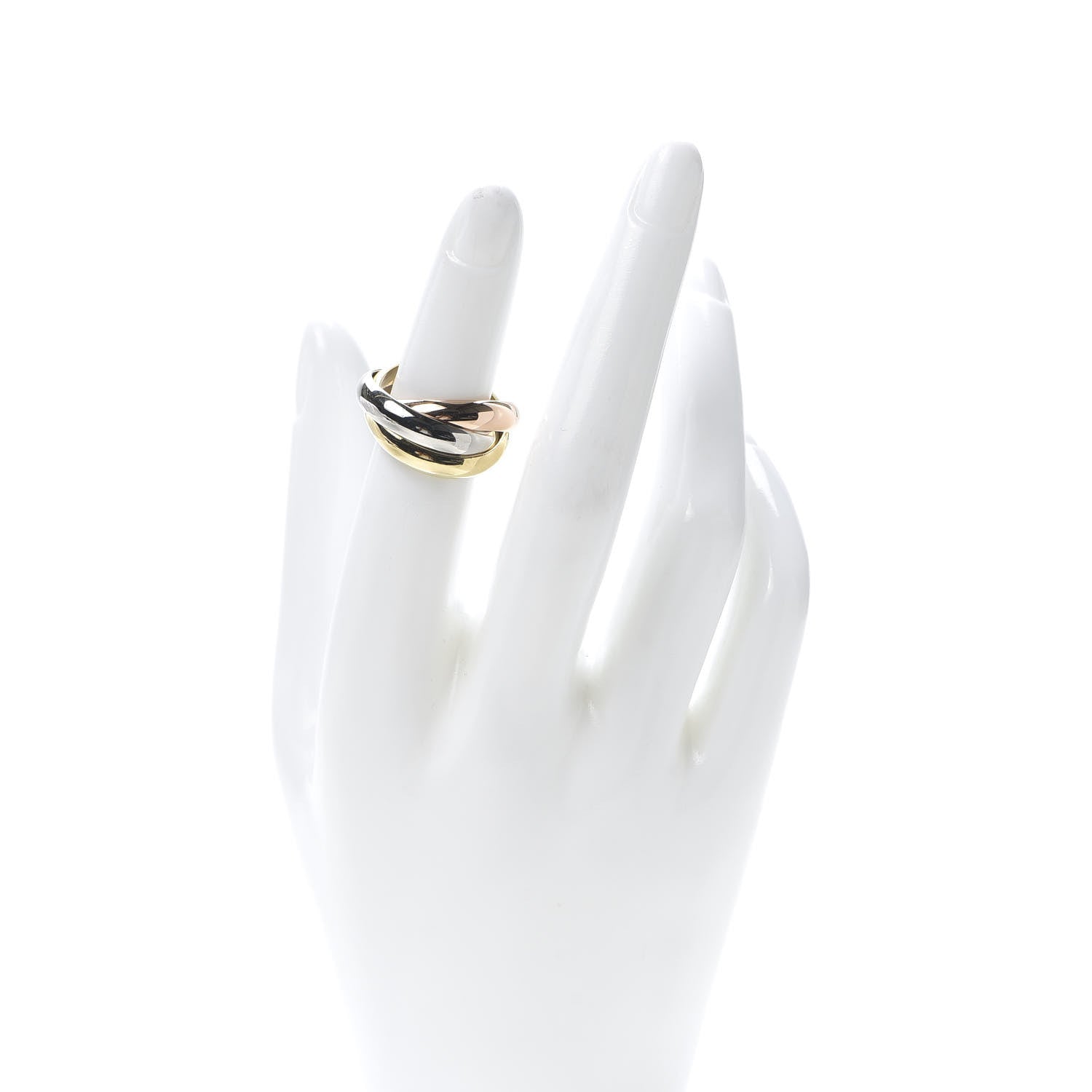 Cartier 18K Pink Yellow White Gold Large Trinity Ring 52 6 2 of 7