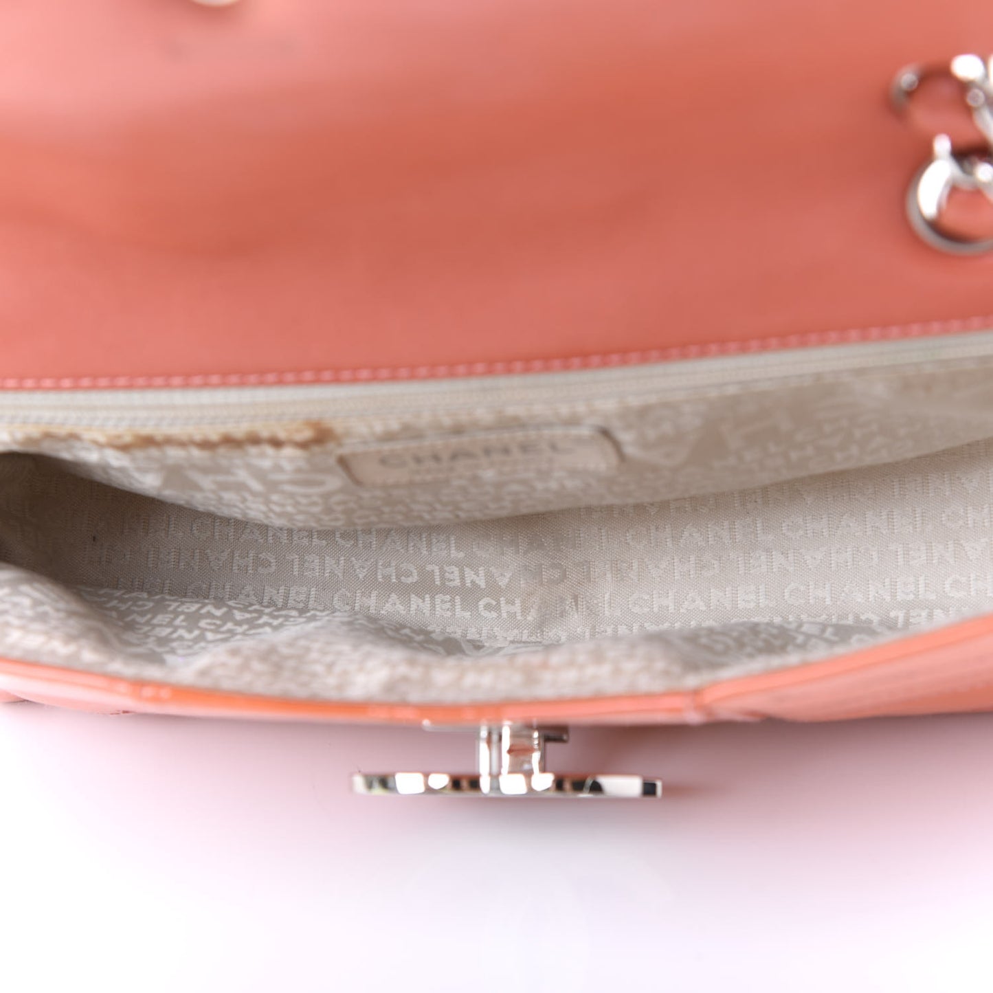 Patent Horizontal Quilted Medium Single Flap Pink