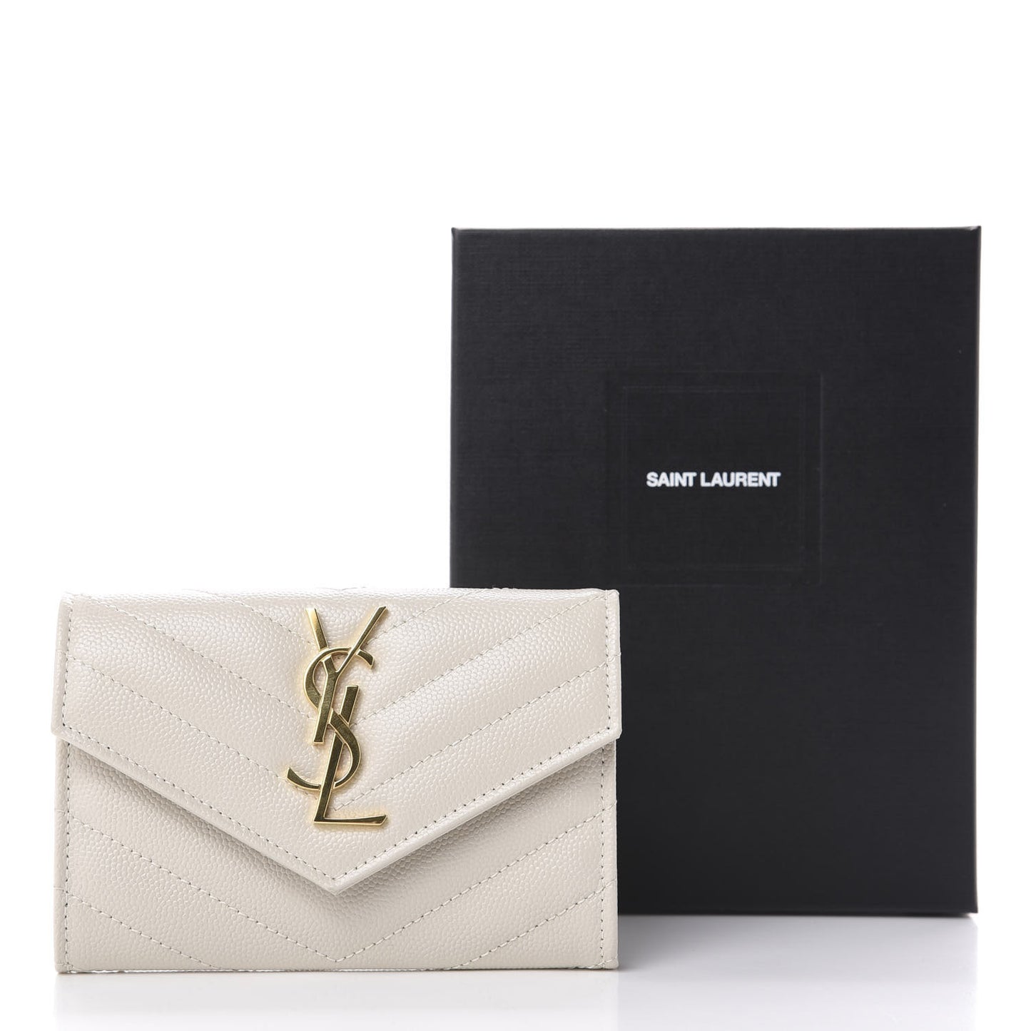 Grain De Poudre Matelasse Chevron Small Monogram Envelope Wallet Crema Soft