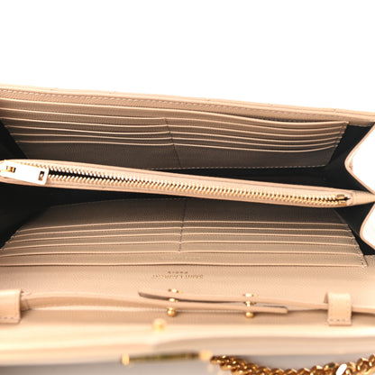 Saint Laurent Grain De Poudre Matelasse Chevron Monogram Chain Wallet Nude Powder 9 of 20