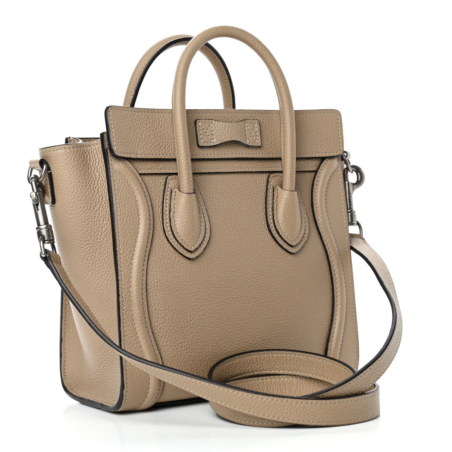 Celine Drummed Calfskin Nano Luggage Dune 2 of 4