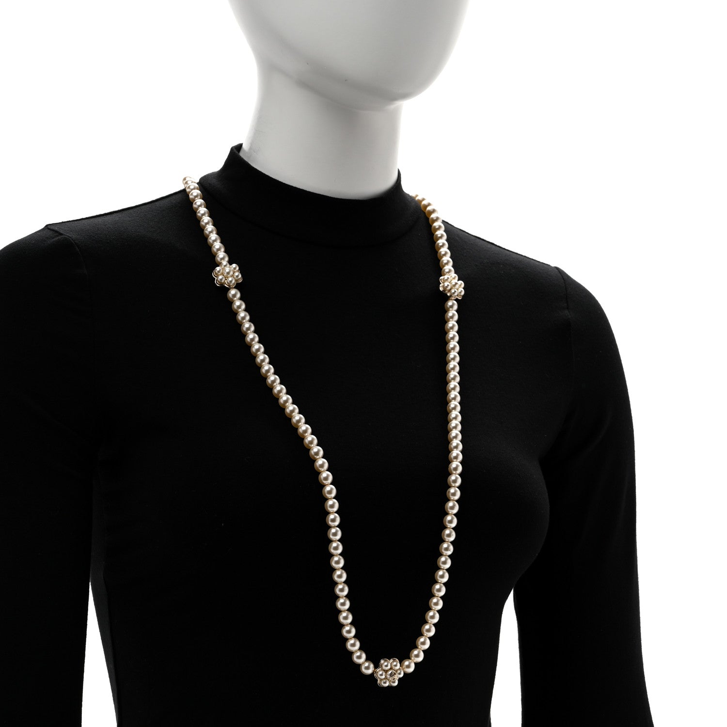 Chanel Pearl CC Camellia Long Necklace Gold 2 of 7