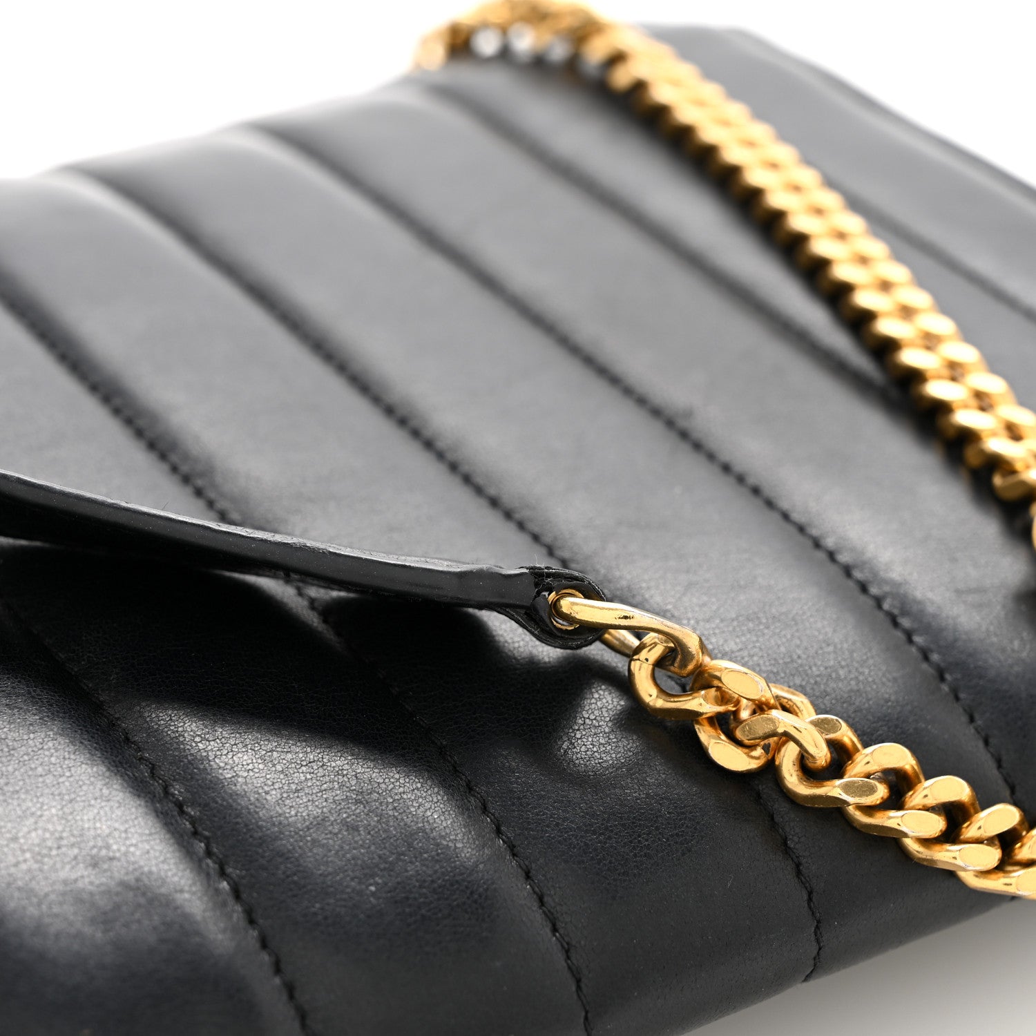 Saint Laurent Lambskin Matelasse Monogram Vicky Chain Wallet Black 14 of 16