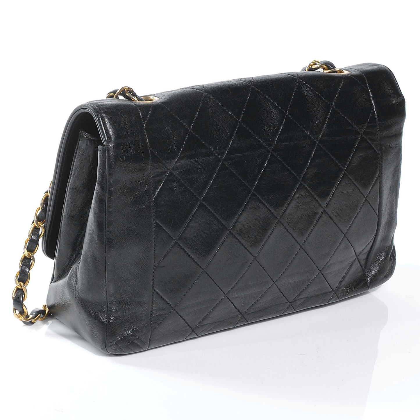 Lambskin Medium Single Flap Black