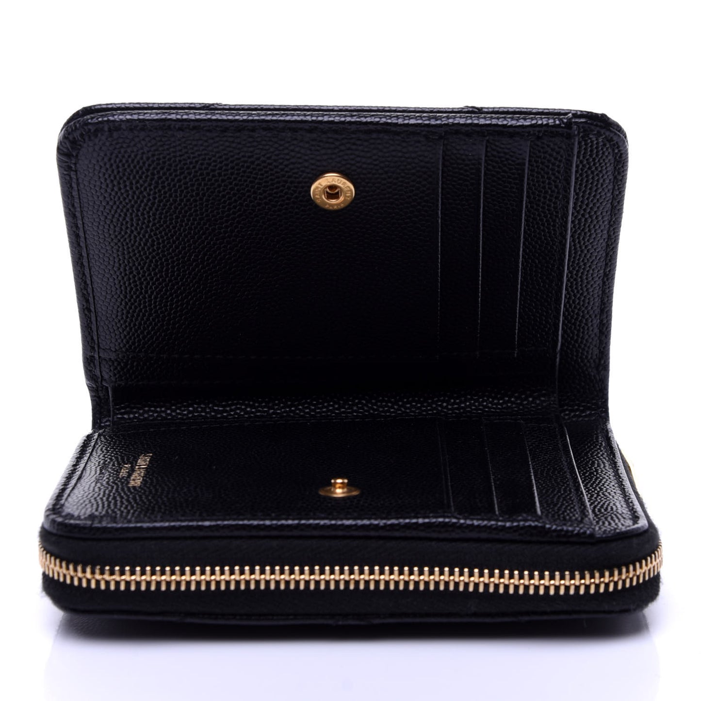 Grain De Poudre Matelasse Chevron Monogram Compact Zip Around Wallet Black