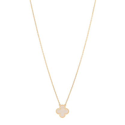 Van Cleef & Arpels 18K Yellow Gold Mother of Pearl Vintage Alhambra Pendant Necklace 1 of 4