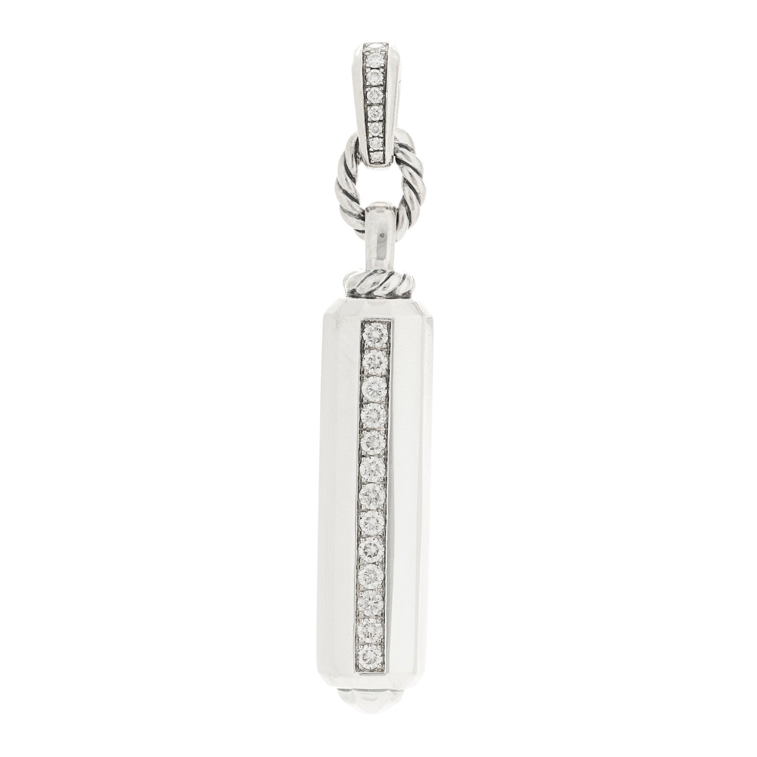 David Yurman Sterling Silver Diamond Lexington Barrel Pendant 1 of 5