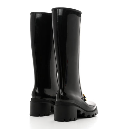 Gucci Rubber Horsebit Knee High Boots 39 Black 4 of 8