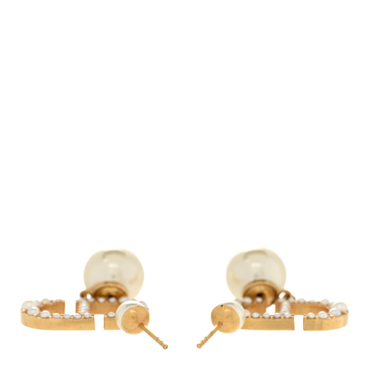 Pearl Crystal Tribal CD Drop Earrings Gold