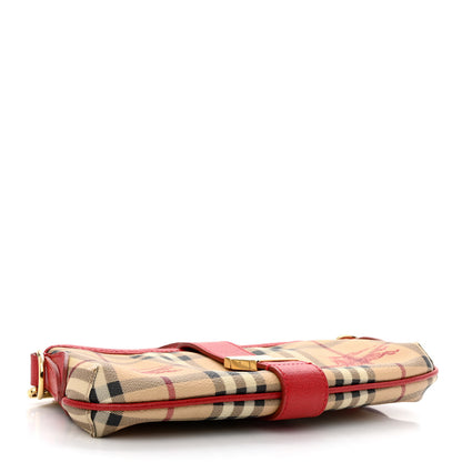 Burberry Haymarket Check Small Crossbody Clutch Bag Military Red 4 of 16