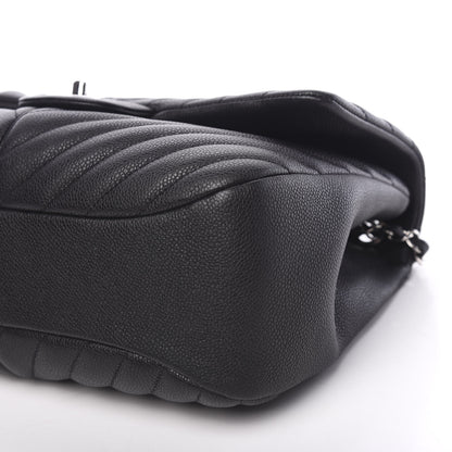 Chanel Caviar Chevron Quilted Large Puffy CC Flap Black 8 of 9
