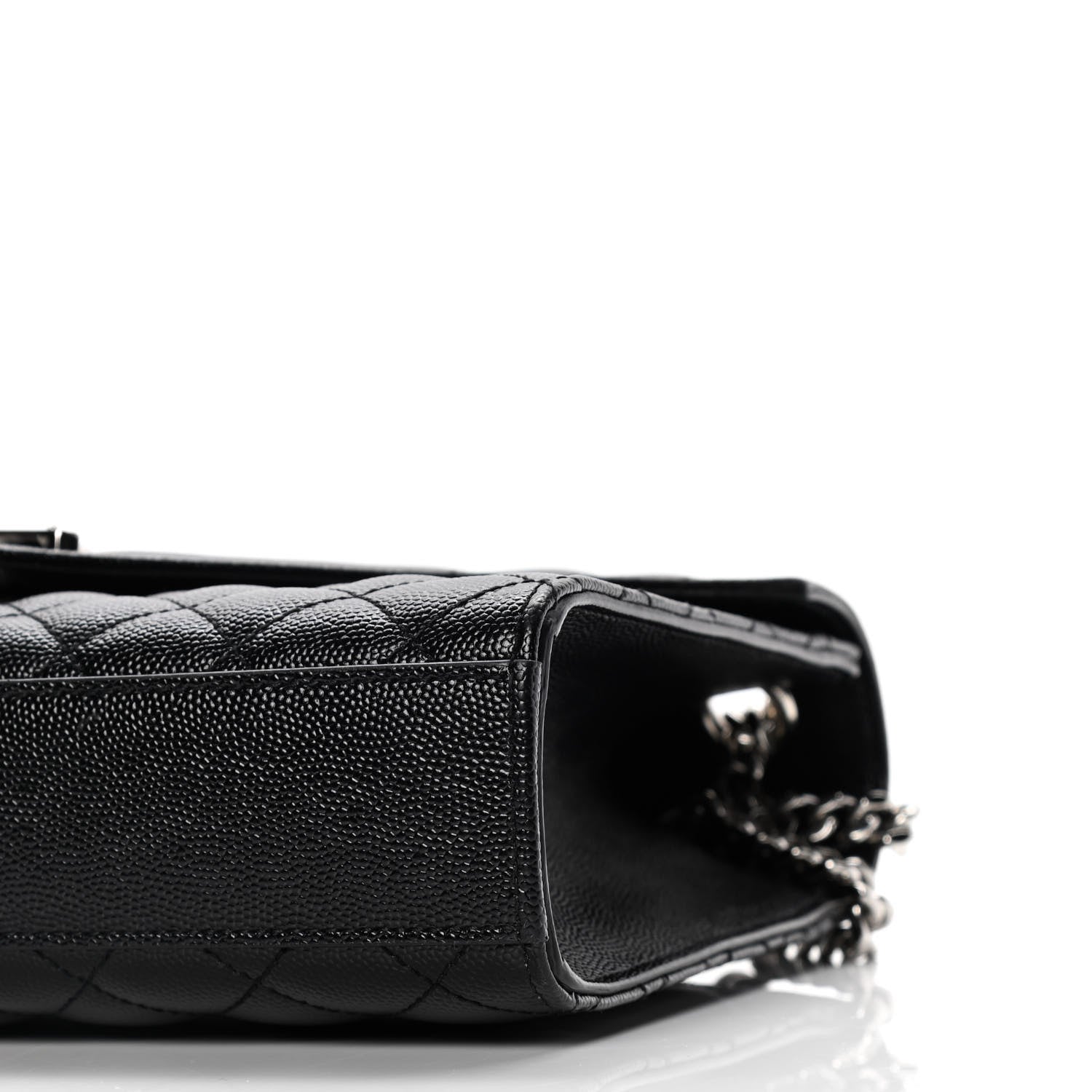 Saint Laurent Grain De Poudre Textured Mixed Matelasse Triquilt Medium Monogram Satchel Black 10 of 11