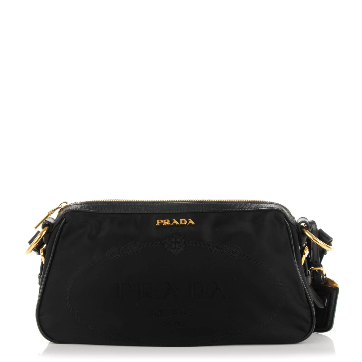 Tessuto Nylon Jacquard Logo Shoulder Bag Nero Black