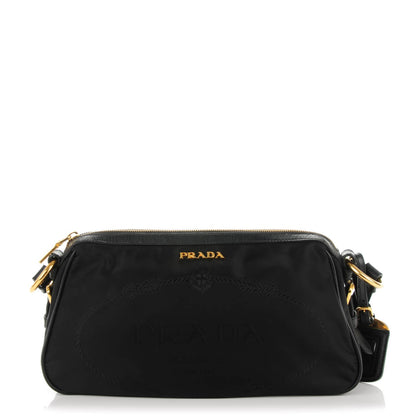 Prada Tessuto Nylon Jacquard Logo Shoulder Bag Nero Black 1 of 7