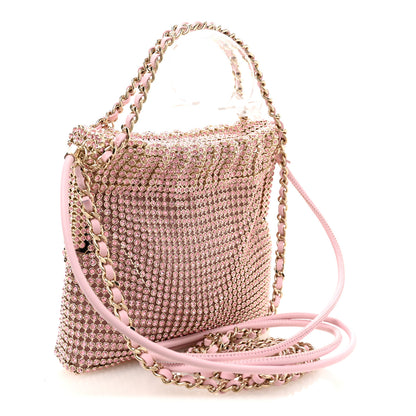 Chanel Crystal Embellished Metallic Lambskin Mini Chanel 22 Light Pink 4 of 11