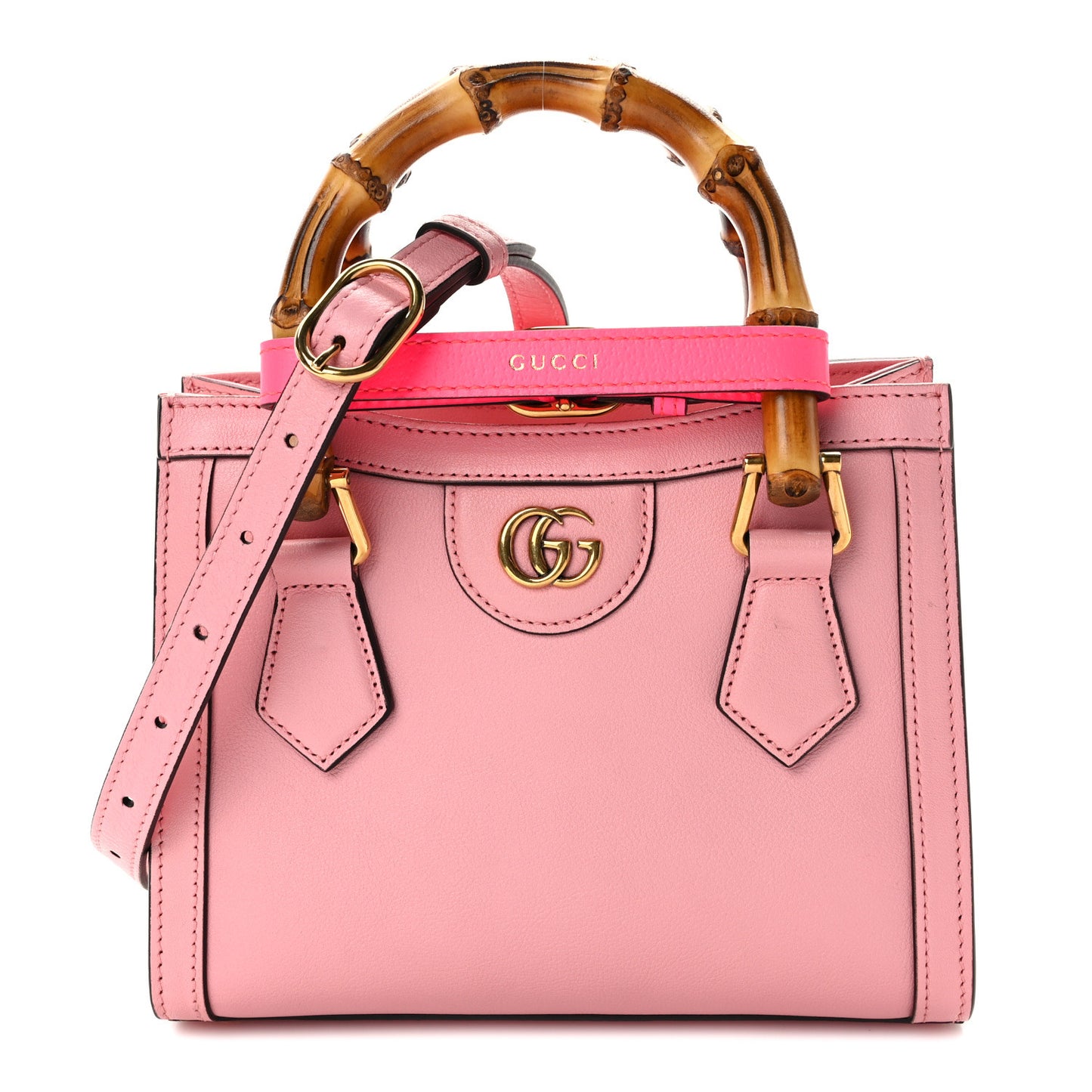 Wonka Grain Calfskin Mini Diana Tote Bag Wild Rose Fuxia Fluo