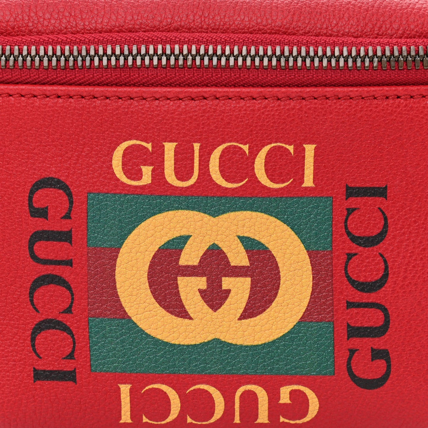 Grained Calfskin Small Logo Belt Bag Hibiscus Red