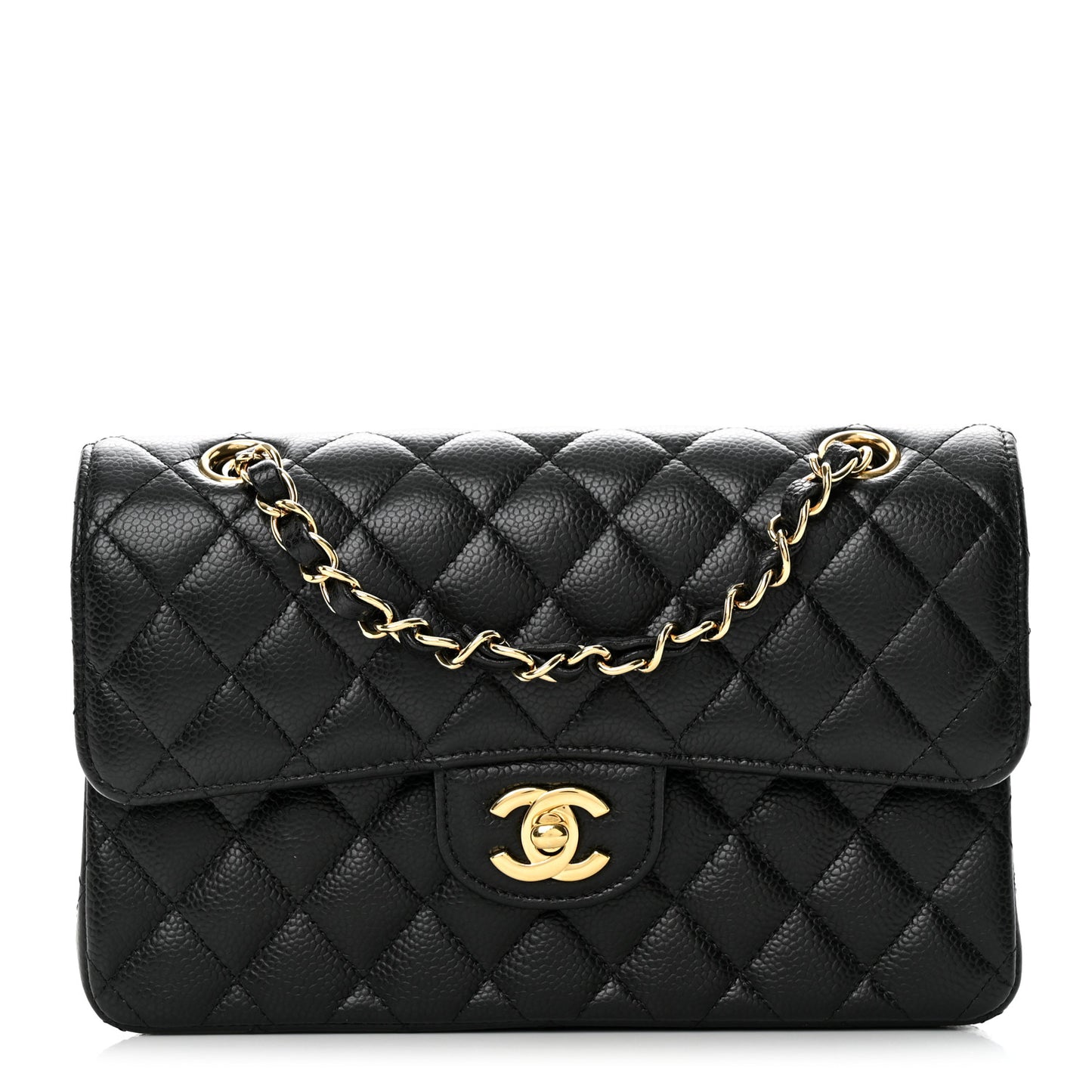 Caviar Quilted Small Double Flap Black