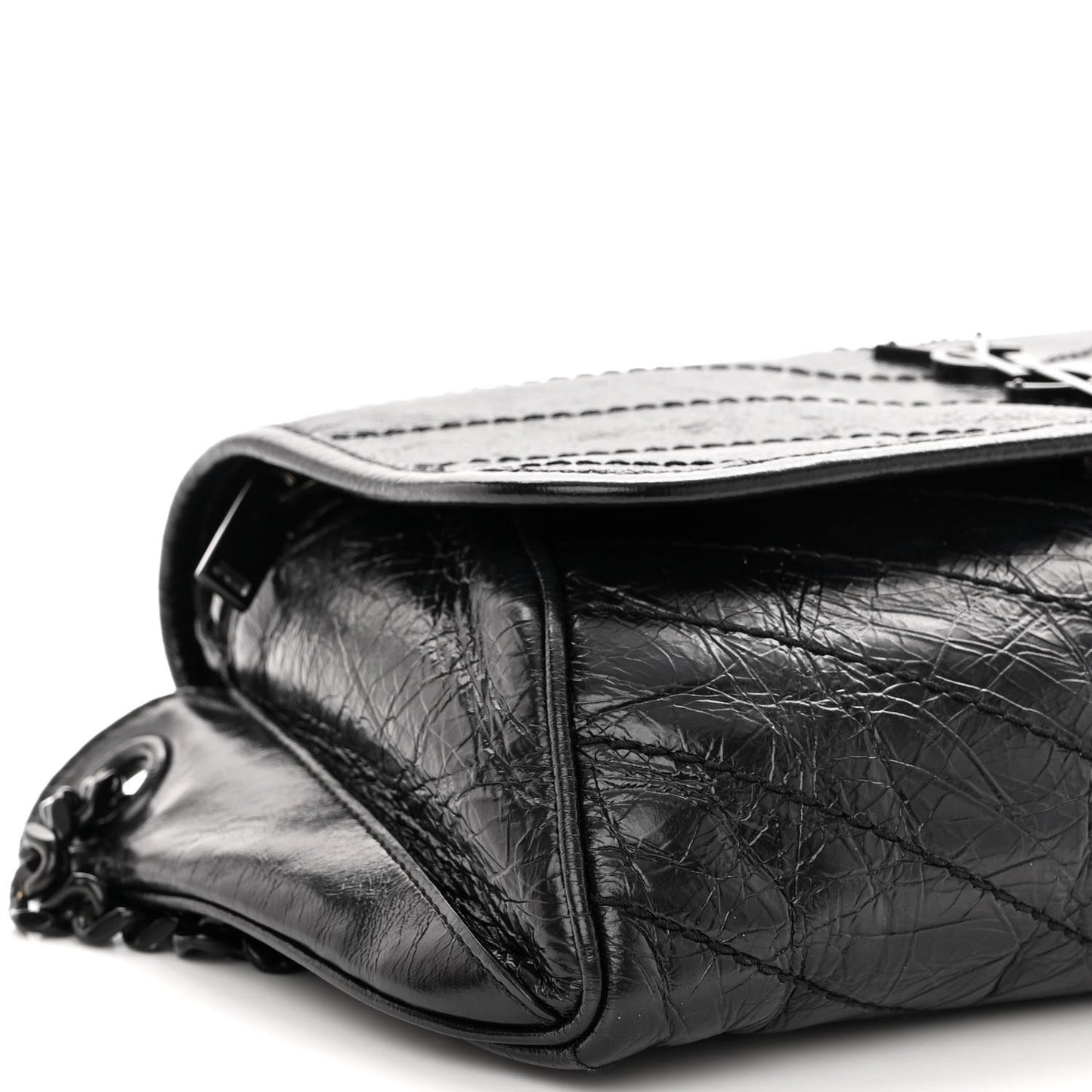 Crinkled Calfskin Matelasse Monogram Niki Body Bag Black