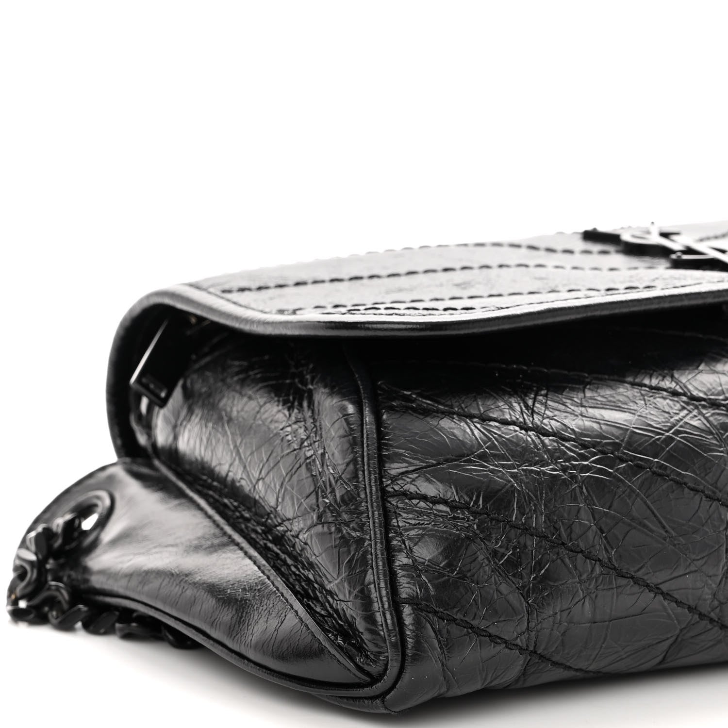 Saint Laurent Crinkled Calfskin Matelasse Monogram Niki Body Bag Black 8 of 12
