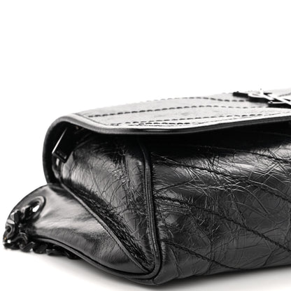 Saint Laurent Crinkled Calfskin Matelasse Monogram Niki Body Bag Black 8 of 12