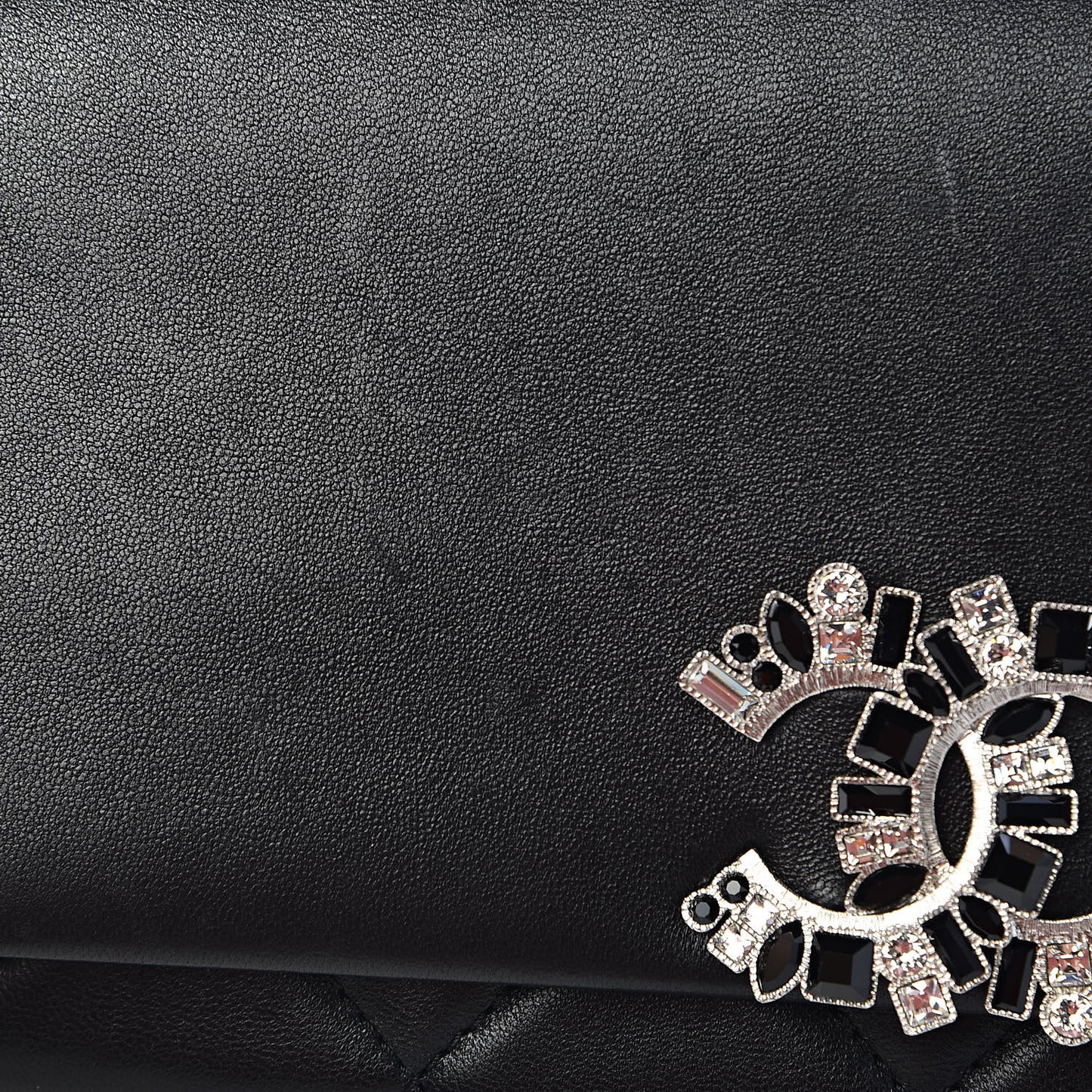 Lambskin Crystal Evening Clutch Black