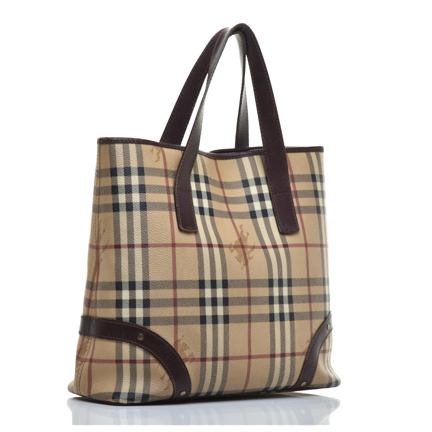 Burberry Haymarket Check Studded Tote Chocolate 3 of 11