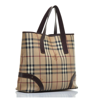 Burberry Haymarket Check Studded Tote Chocolate 3 of 11