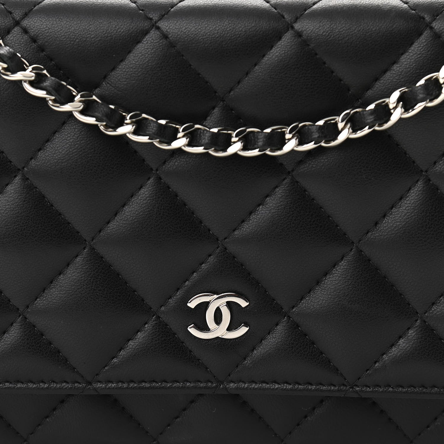 Chanel Lambskin Quilted Wallet On Chain WOC Black 9 of 11
