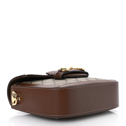 Gucci GG Supreme Monogram Web Mini Horsebit 1955 Shoulder Bag Beige Brown Sugar 4 of 11