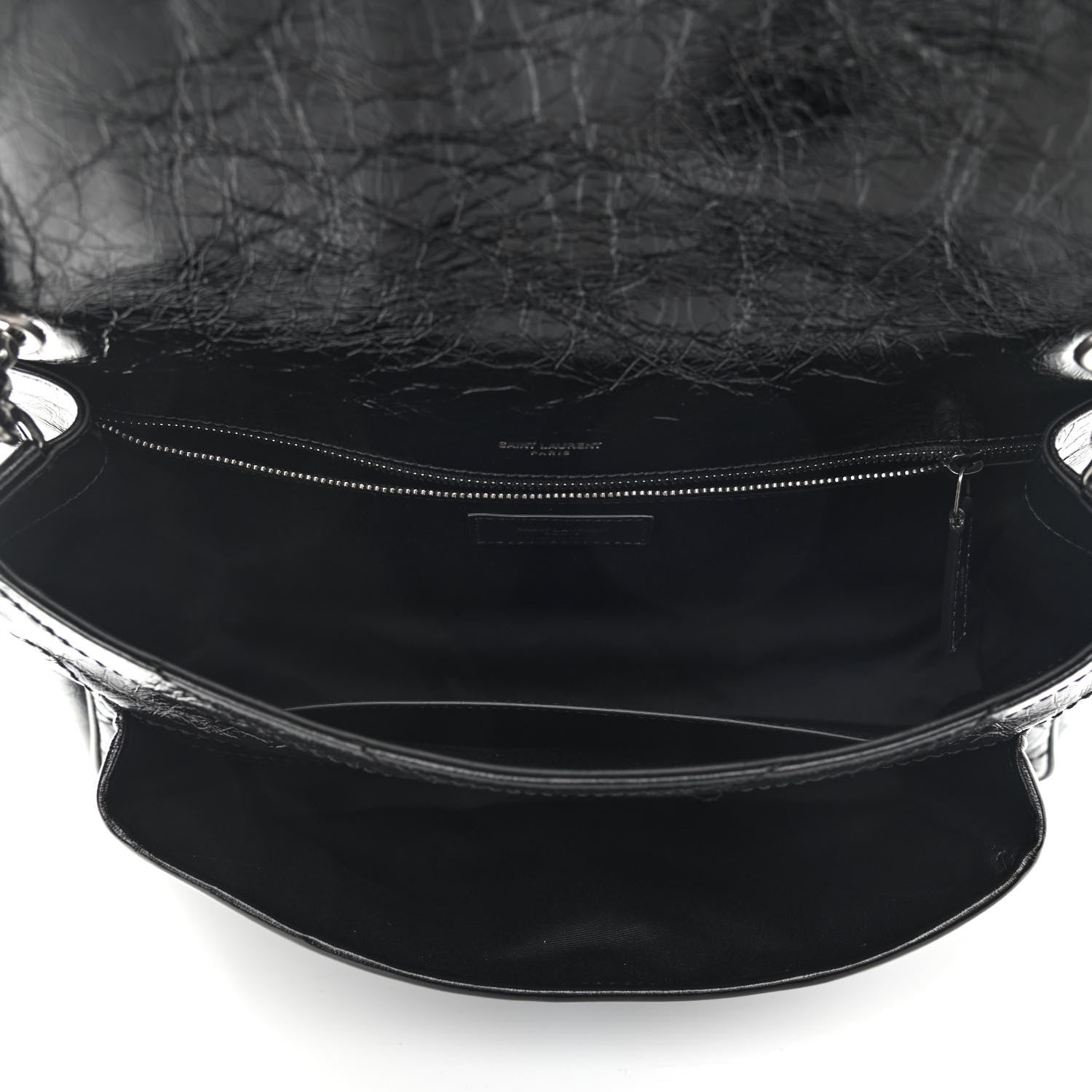 Saint Laurent Crinkled Calfskin Matelasse Monogram Large Niki Chain Satchel Black 5 of 12