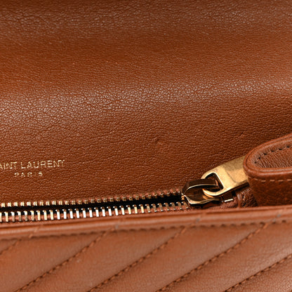 Saint Laurent Sheepskin Matelasse Chevron Monogram Medium College Bag Brick 10 of 11