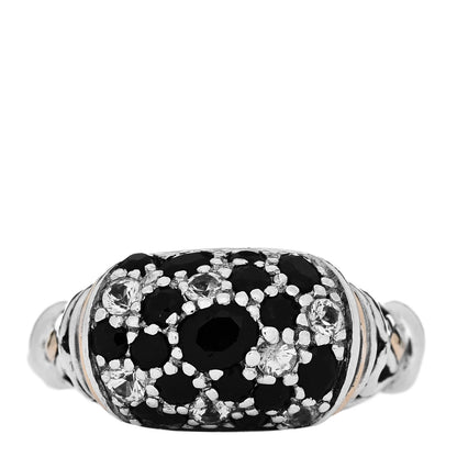 John Hardy Sterling Silver 18K Yellow Gold Black Sapphire White Topaz Ring 54 7 1 of 6
