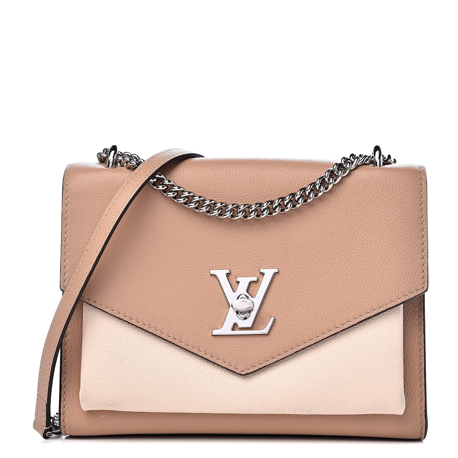 Louis Vuitton Soft Calfskin Mylockme Chain Bag BB Papyrus Creme 1 of 12