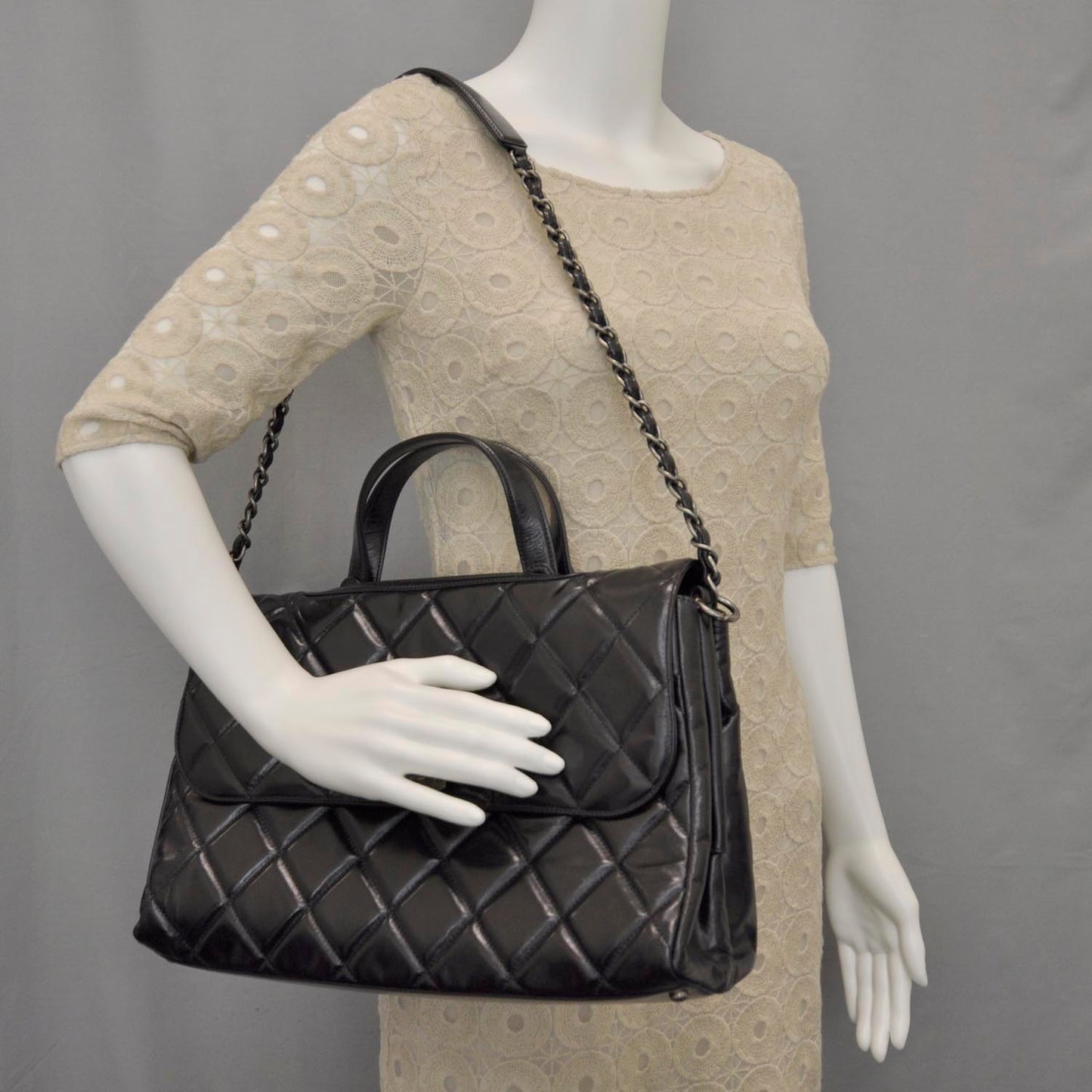Calfskin Quilted Boy Bag Black