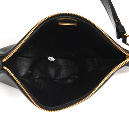 Prada Jacquard Calfskin Triangolo Symbole Embroidered Mini Triangle Double Bag Black Edera 8 of 21
