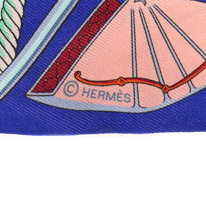 Hermes Silk Les Voitures A Transformation Twilly Ultra Violet Orange Cobalt 4 of 4